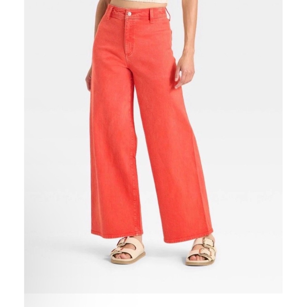 Universal Thread Sailor Wide Leg Jeans 16 Red NEW High Rise Ankle Stretch Denim